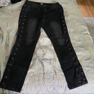 Venus Black Lace Up Jeans size 14